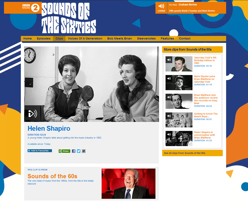 Brian Matthew Radio 2 Sounds of The Sixties interview archive.